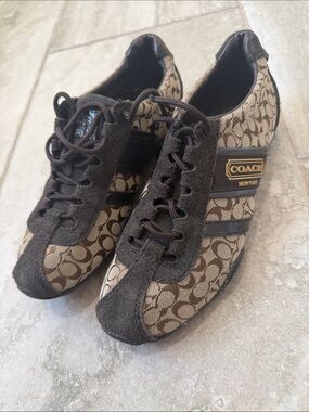 Coach Monogram Lace-Up Sneakers - Brown/Black